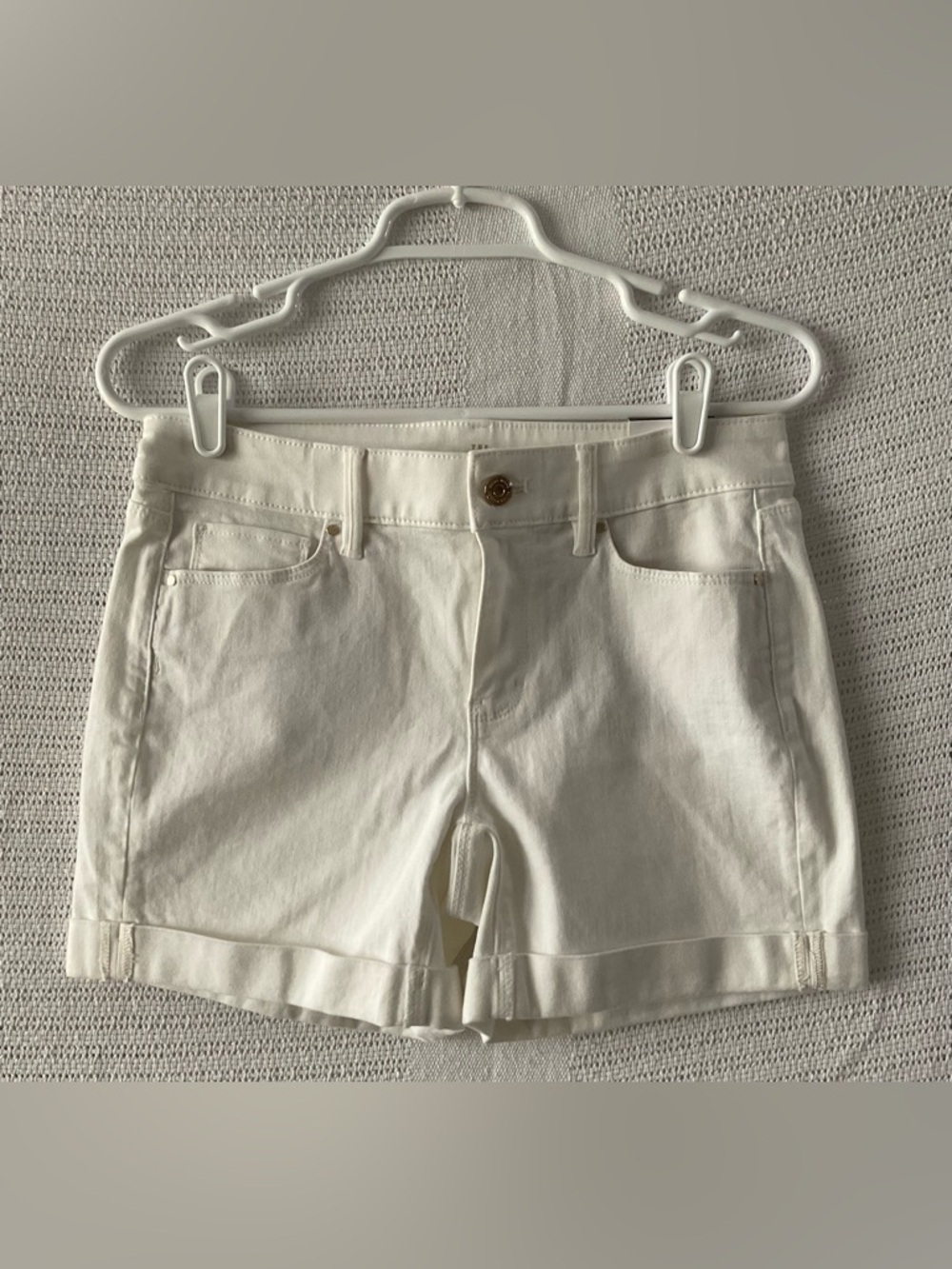 White House Black Market Cream White Rolled-Hem Denim Shorts